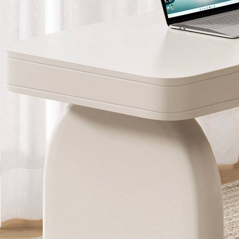 White Rectangular Solid wood multi-layer board with 2 drawers desk, 29.53" H x 55.12" W x 23.62" D