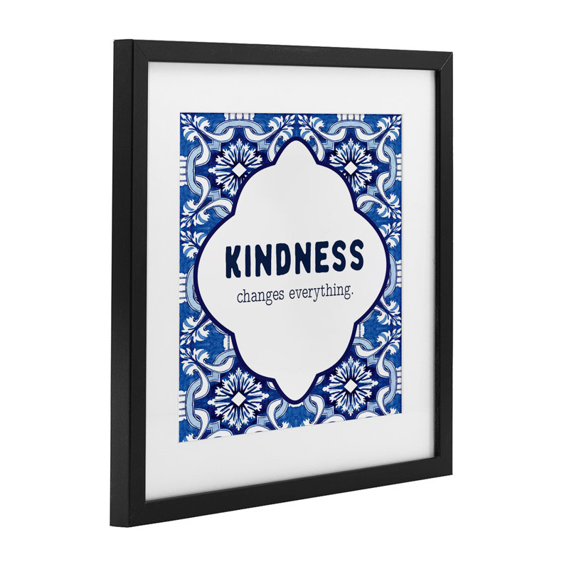 Imprimé encadré sous verre à motif Kindness, H 13 po x l 13 po, Cadre noir minuit