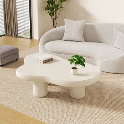 39.5" Modern Free Form Irregular Cloud Shaped Coffee Table With 3 Legs For Living Room&Bedroom 