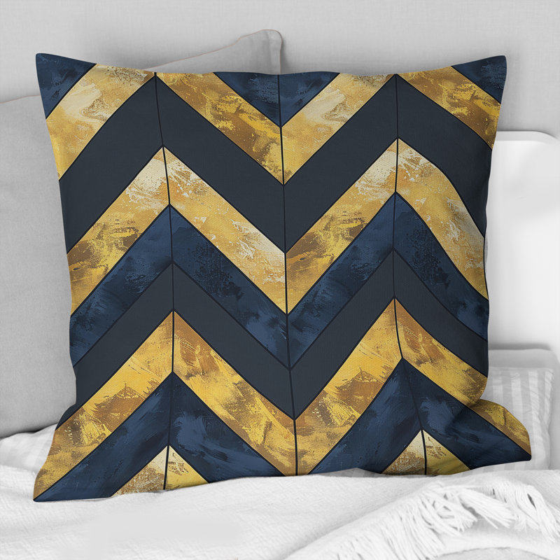 Blue Majestic Chevron I - Coussin décoratif traditionnel, H 16 po x l 16 po