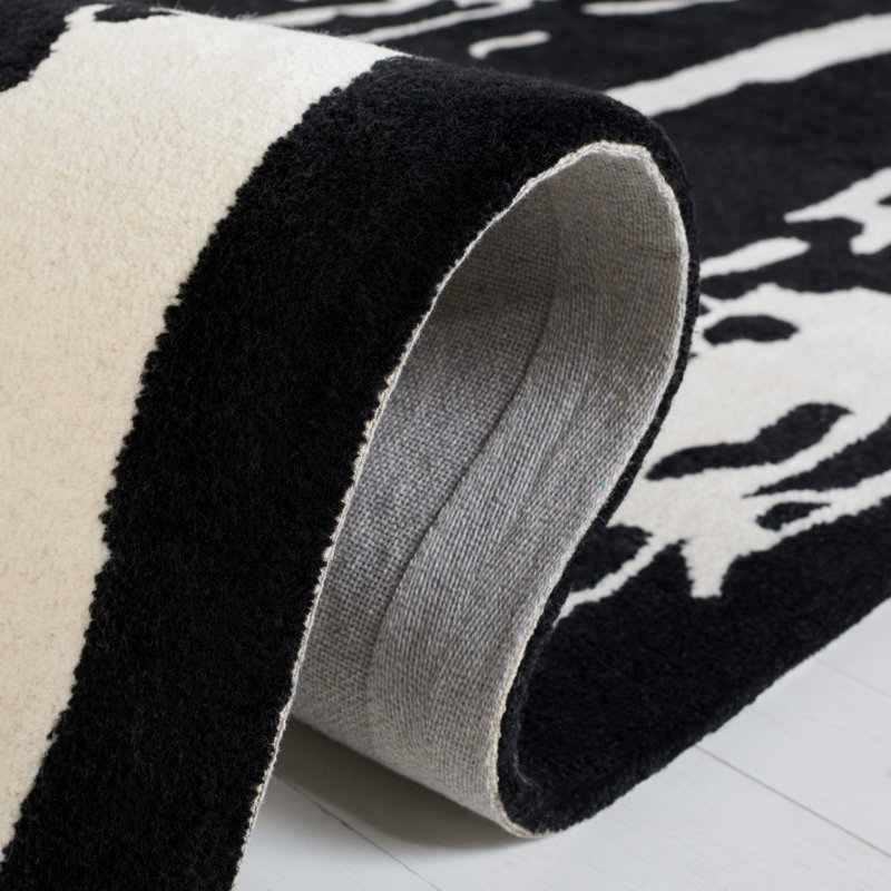 Tapis noir / blanc cassé Amica, Carré 8 pi