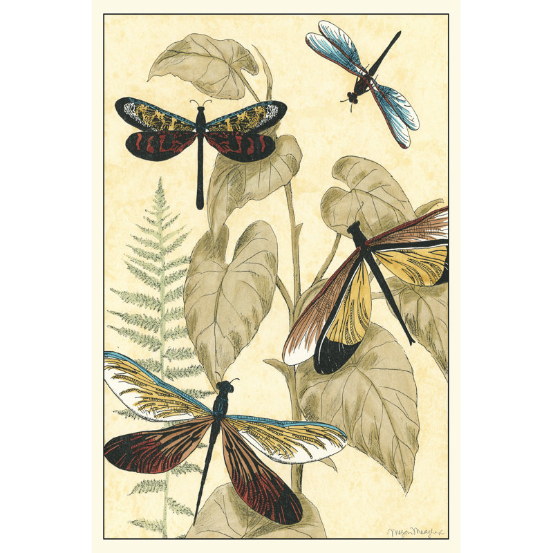 Graphic Dragonflies In Nature II by Megan Meagher - Wrapped Canvas Print, 46cm H x 30cm W x 3.8cm D
