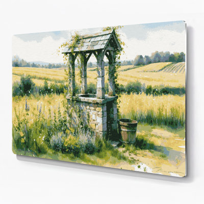 «Farm Water Well», art mural en métal beige