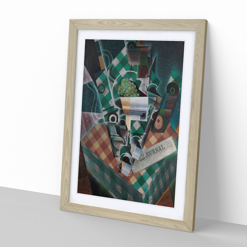 Checked Tablecloth by Juan Gris - Framed Print, 36cm H x 27cm W x 2cm D, Oak Framed