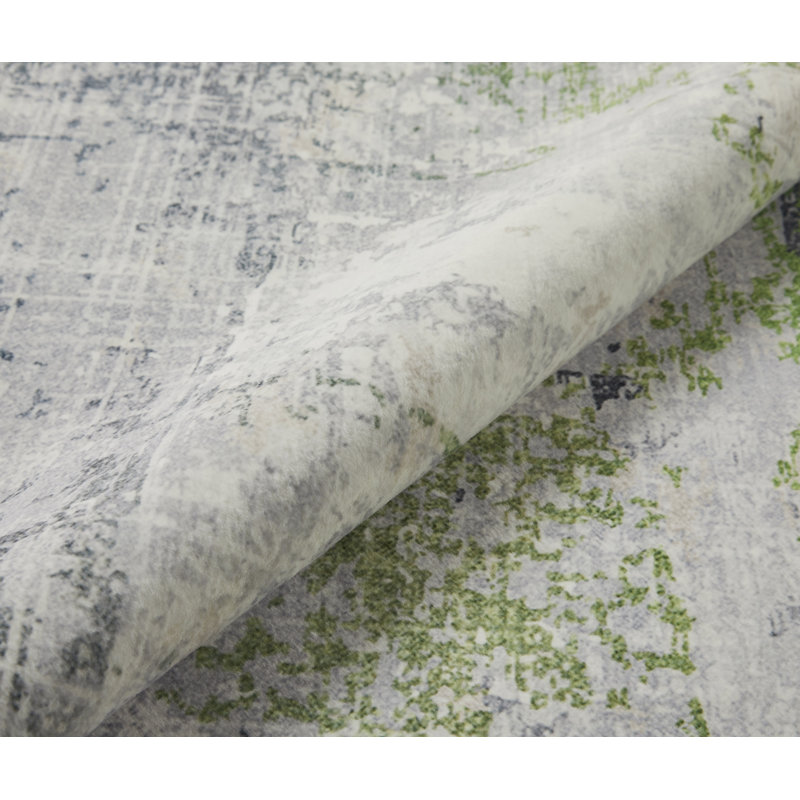 Lux Abstract Ultra soft Stain Guarded Green/Grey Area Rug, Rectangle 160 x 230cm