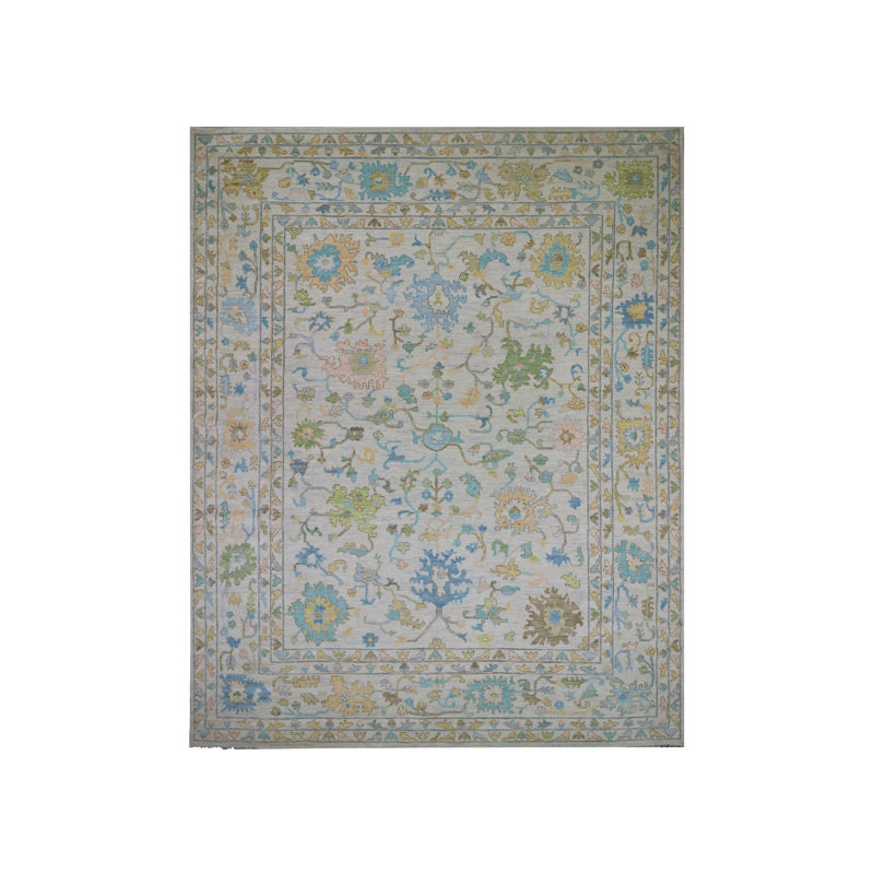 Tapis oriental rectangulaire en laine noué à la main 12 pi 4 po x 14 pi 10 po - MOA10279897