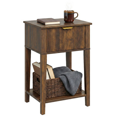 Modern Minimalist End Table With Open Storage Shelf