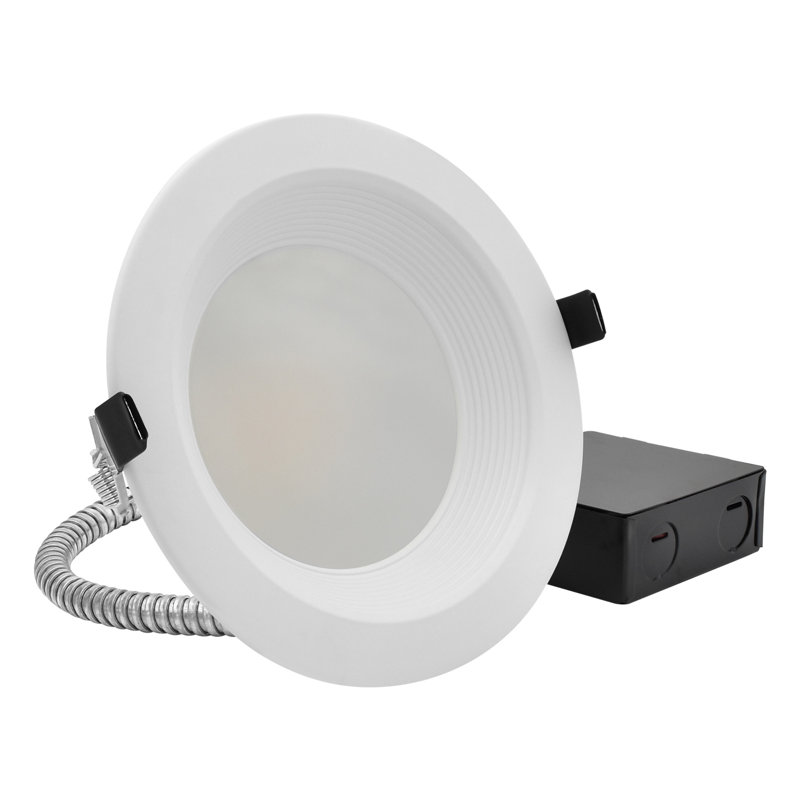 Luxrite 6 po Luminaire encastré commercial à DEL, Downlight Canless avec J-Box, 5CCT, à intensité variable, 12W-20W, jusqu'à 1900LM, classé IC, 120-277V, garniture de cloison ETL