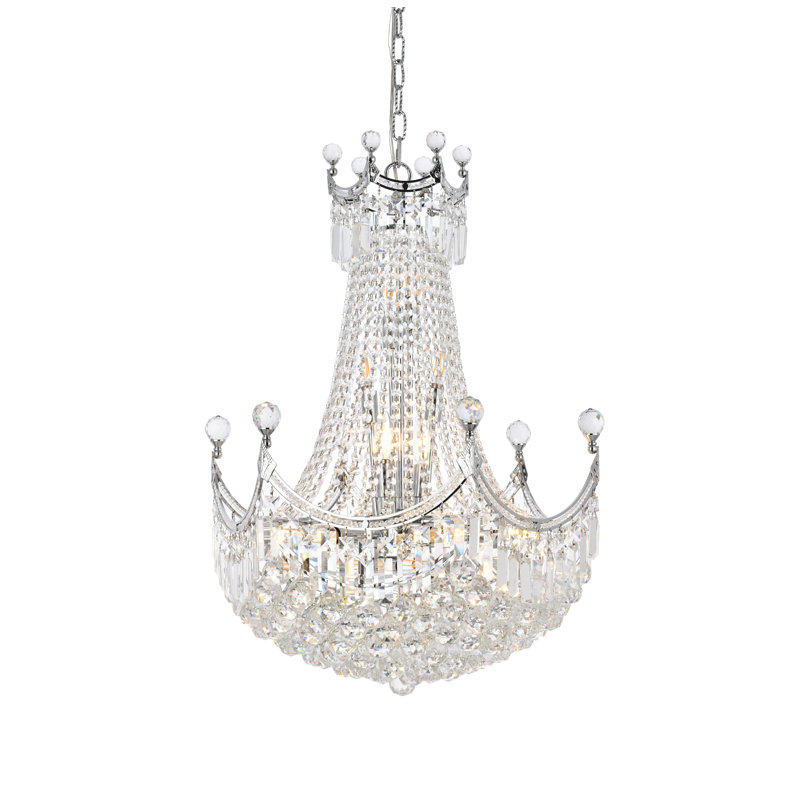 Eustacio - Lustre de style empire unique avec accents de cristal, Chrome chrome, Coupe royale, H 88 po x l 20 po x P 20 po