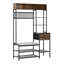 Portemanteau, portemanteau 70,9 po avec banc à chaussures et 2 tiroirs, range-chaussures autoportant 3 en 1 avec bibliothèque et tablette grillagée, porte-manteau d'entrée en acier pour l'entrée, la chambre à coucher et le placard