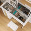 Bureau de maquillage avec miroir lumineux, 5 tiroirs et tablettes ouvertes