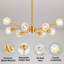 27.6" 9-light Gold Chandelier With Crystal Shades, Modern Pendant Light For Dining Room,living Room,kitchen Island(bulb Not Included)-730197030