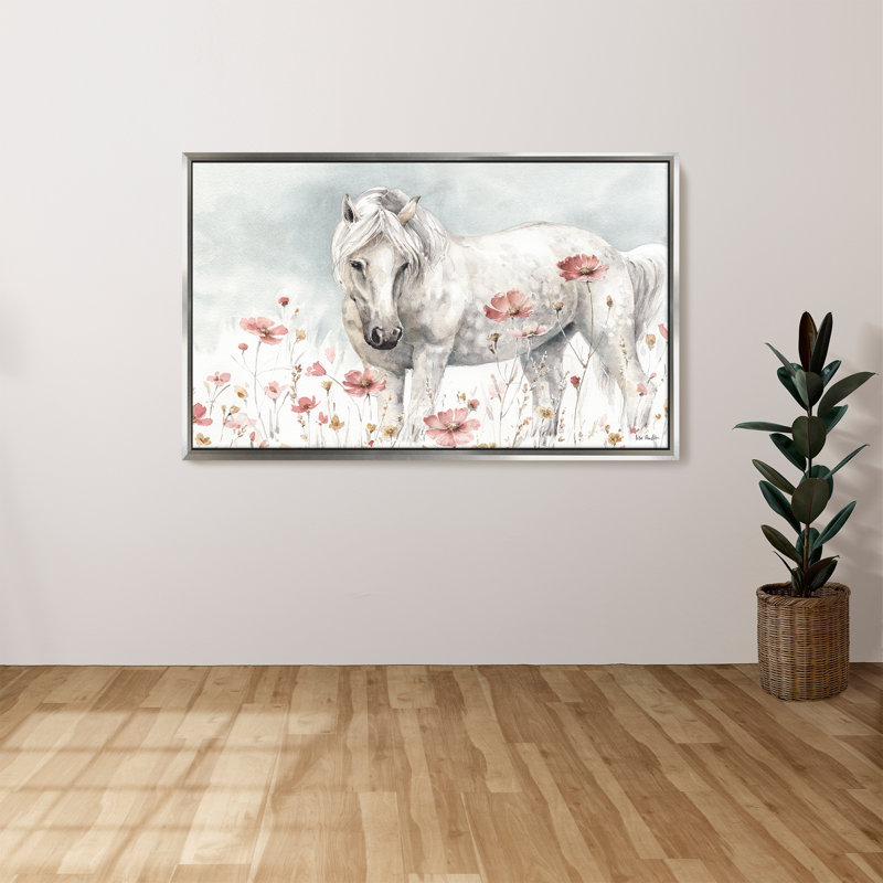 "Wild Horses II" par Lisa Audit, reproduction sur toile dans un cadre flottant, H 21,5 po x l 33,5 po, Argent