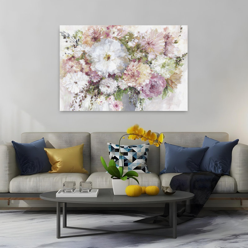 Bouqet Delicate Elegant Romantic Flower Art, 40" H x 60" W