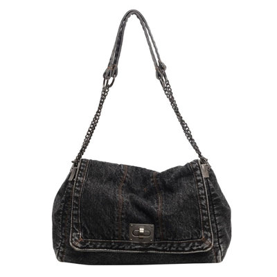 Backpack Denim Shoulder Jean Purses  Denim Purse For Women Denim Tote Bag Trendy Large Capacity Handbag Chain Strap