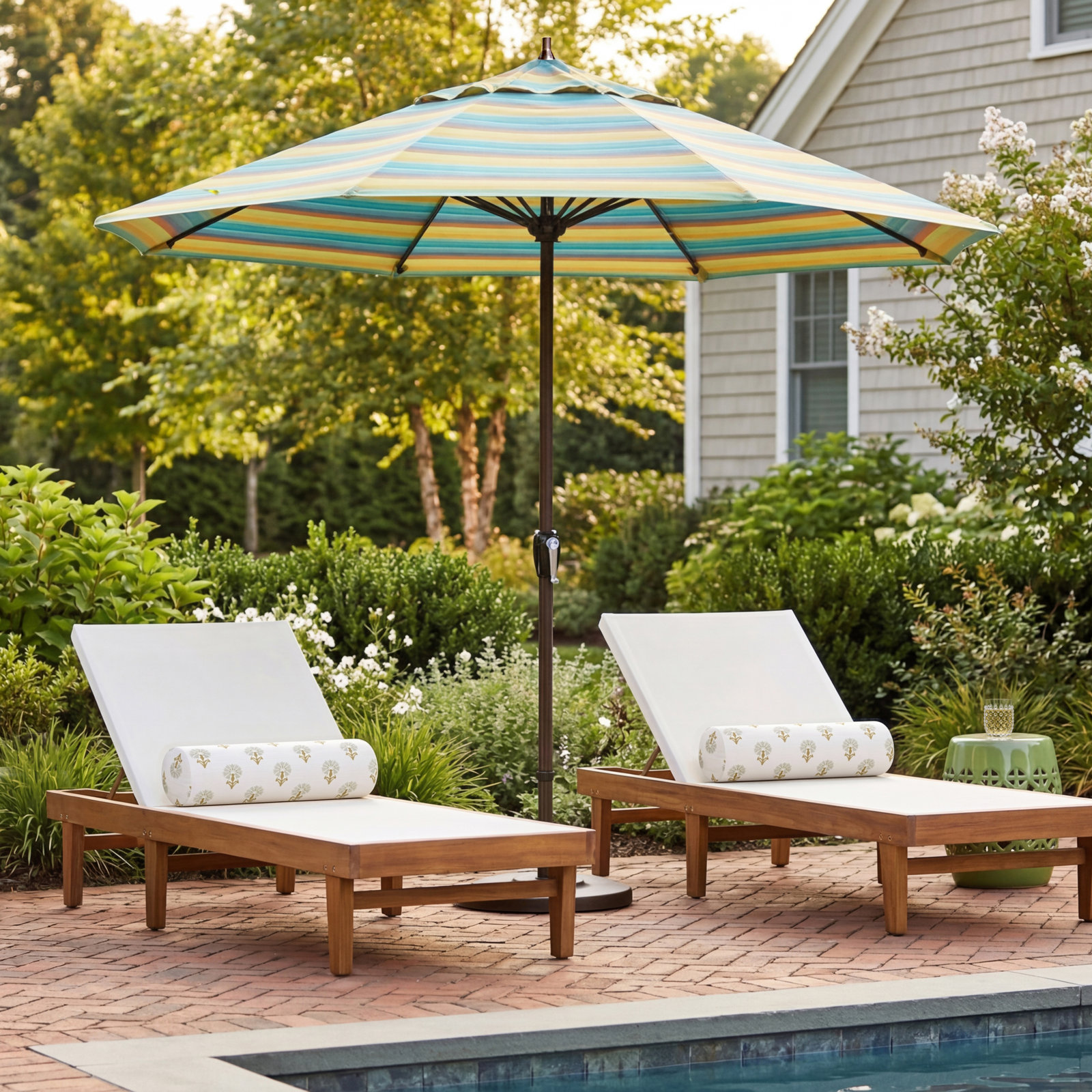 Mira 9' Sunbrella® Market Umbrella, Astoria Lagoon Sunbrella®