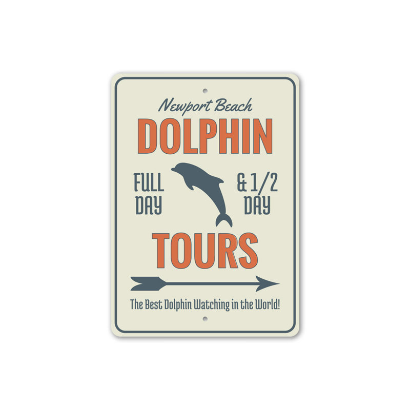 Signe de flèche Dolphin Tours, H 14 po x l 10 po x P 0,04 po