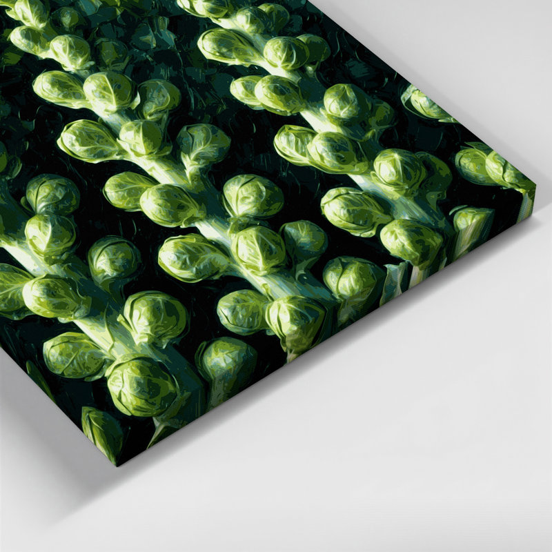 Légumes, choux de Bruxelles, art mural sur toile verte, H 24 po x l 36 po