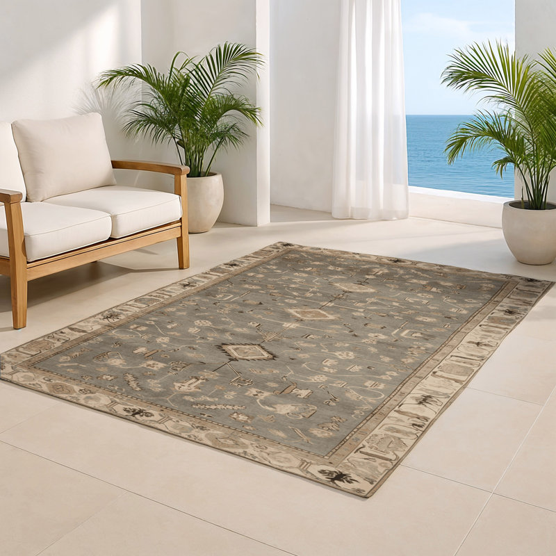 Tapis turc intérieur et extérieur gris, Rectangulaire 2 pi x 3 pi