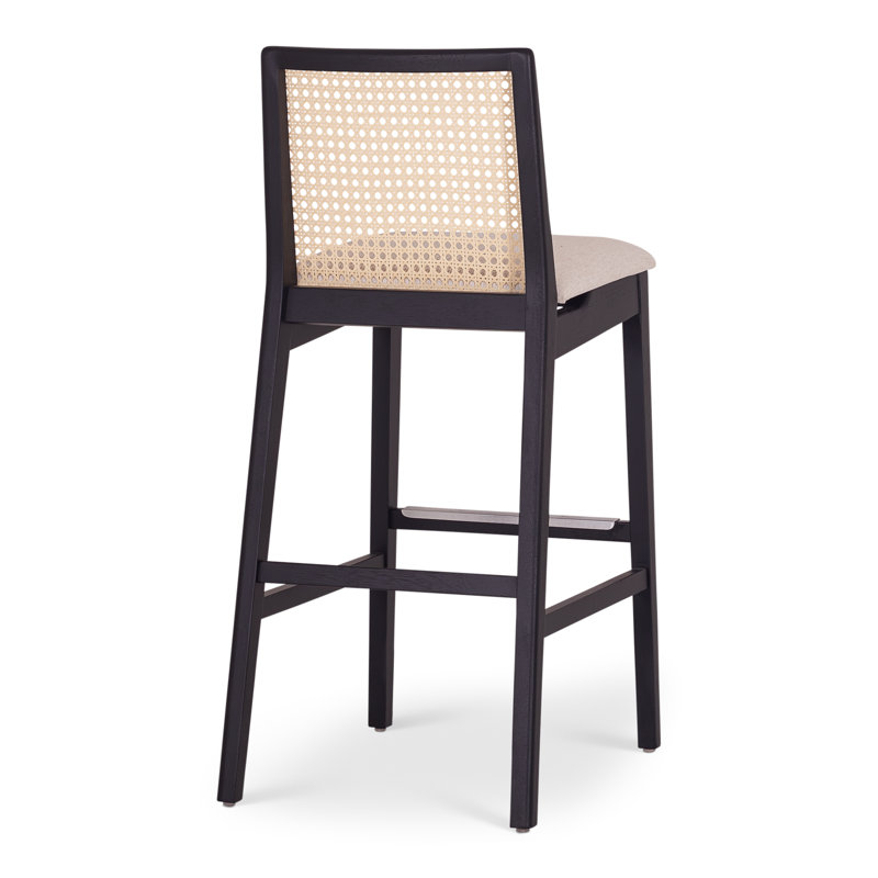 Modern Brazilian Nardia Cane Bar Stool, Medley Ivory/Ebano/Natural, Bar Stool (29.5" Seat Height)