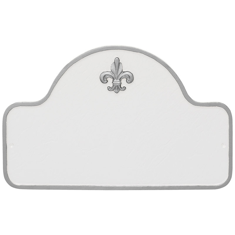 Plaque d'adresse à deux lignes Fleur de Lis Lexington, Blanc / argenté, Oui