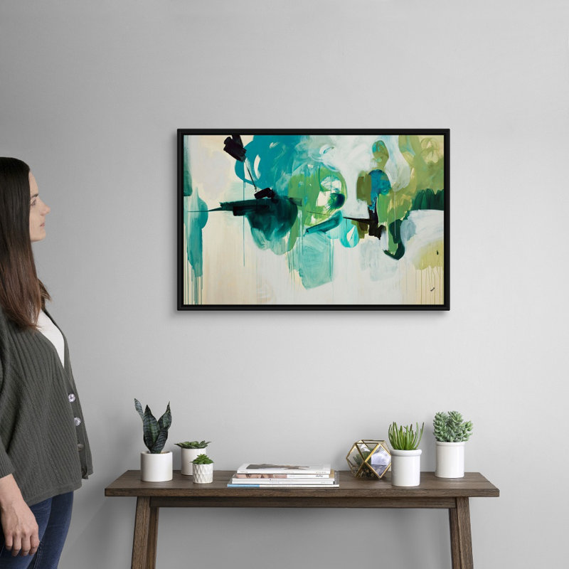 " Awash with Life " by Kari Taylor Painting, H 22 po x l 32 po x P 1,75po, Cadre flottant noir