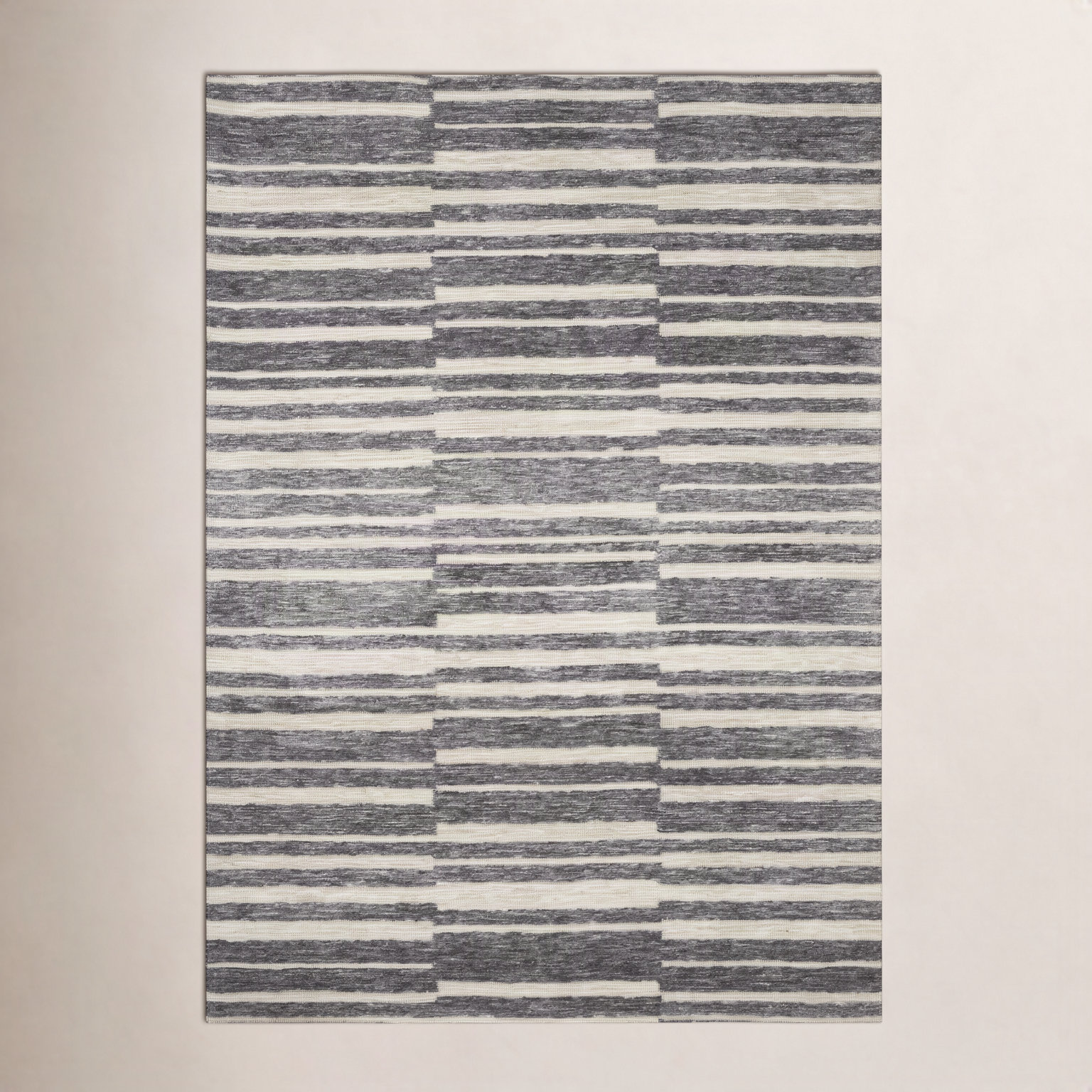 Gertie Natural Slate Striped Rug, Rectangle 5' x 7'6"