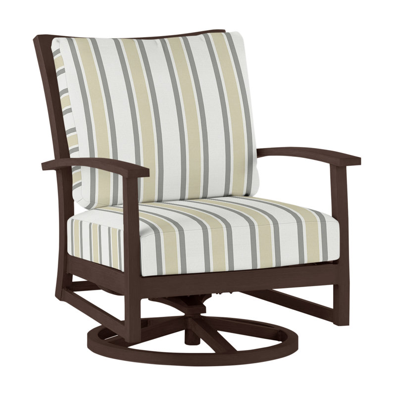 Charleston Patio Lounge Chair with Cushions, No Welt, Linen Dove, Charleston Aluminum #60 Oak
