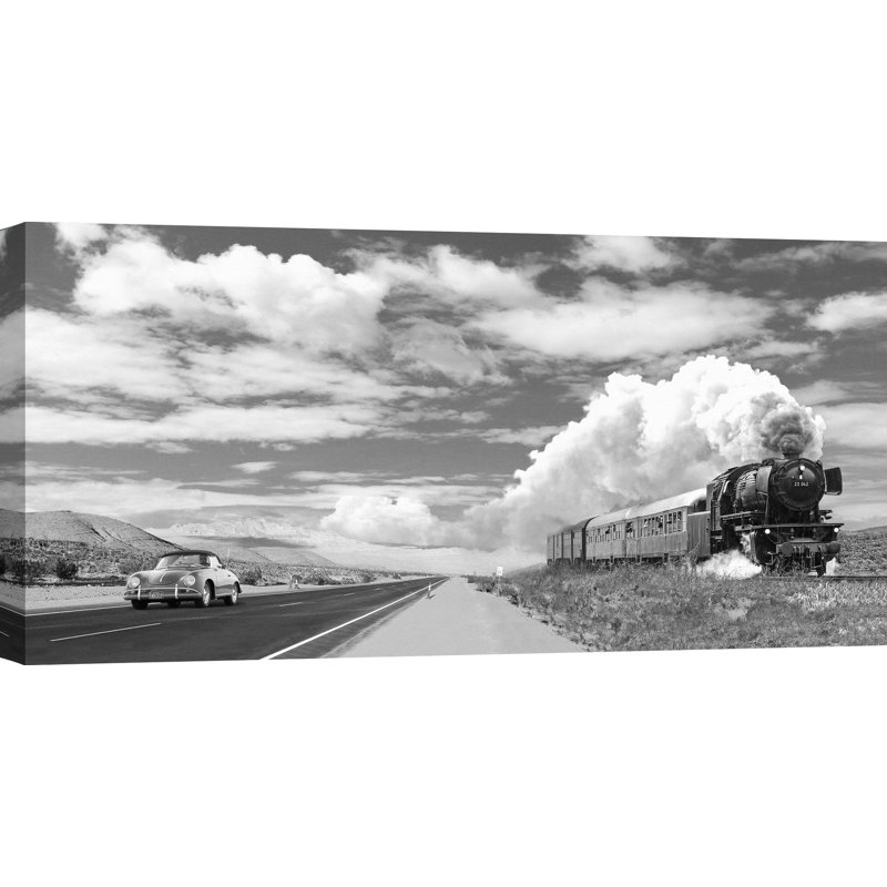 Gasoline Images - Wrapped Canvas Print, 50cm H x 100cm W x 4cm D, Black/White/Grey