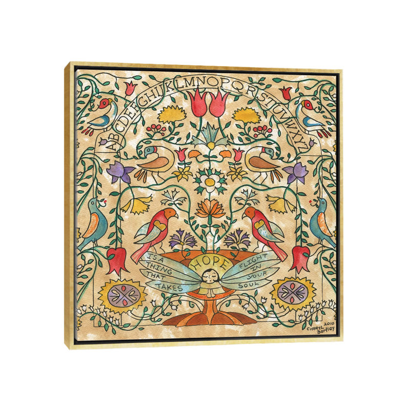 "Hope" par Cheryl Bartley-impression d’art graphique, Pas de tapis, H 26 po x l 26 po x P 1,5 po, Toile encadrée d'or