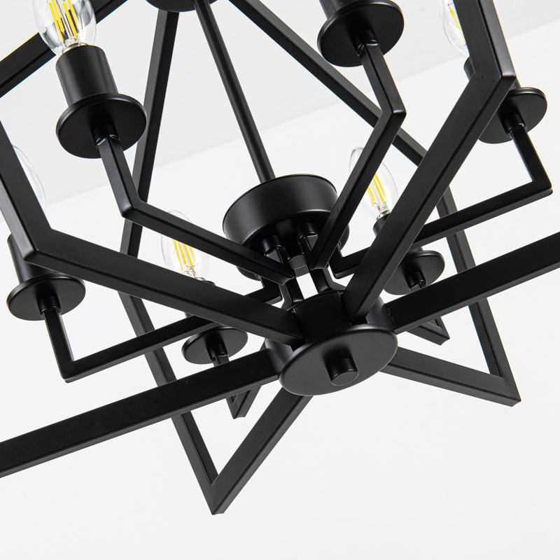 Luminaire suspendu industriel moderne à 6 lumières de 24 pouces Gracie Oaks, lanterne pour salle à manger