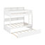 Lit superposé avec lit gigogne, lit superposé en bois avec tablettes de rangement, échelle et garde-corps-1333477295