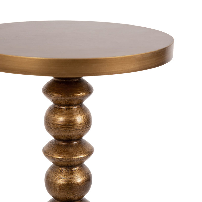 Table à boissons ronde en bois avec base tournée Konya, Doré