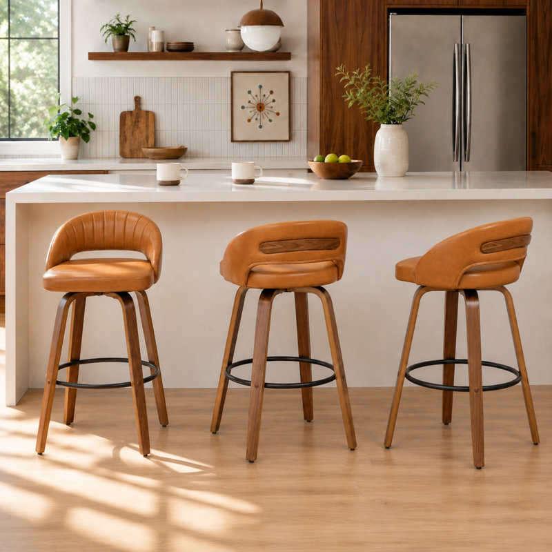 Tabourets de bar pivotants en simili cuir Lawrence