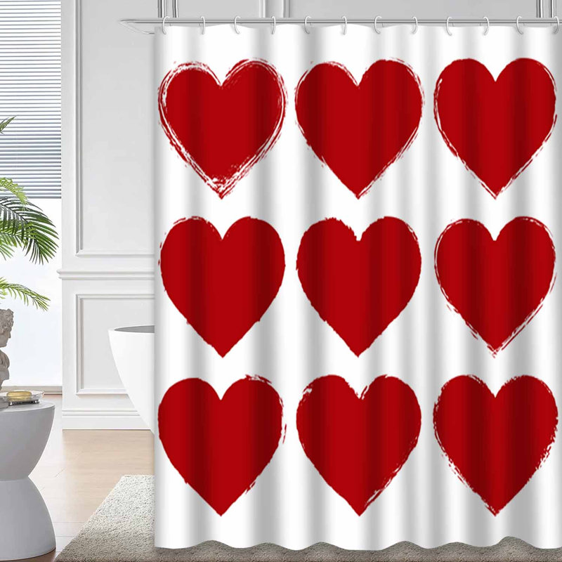 Rideau de douche Grunge Red Heart, L 72 po x l 78 po