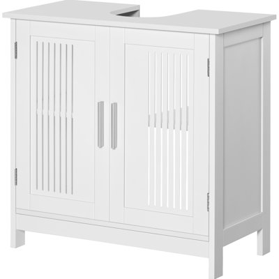 Space Saving Bathroom Sink Cupboard - Under 2 Door White Doors Extra Storage Shelf