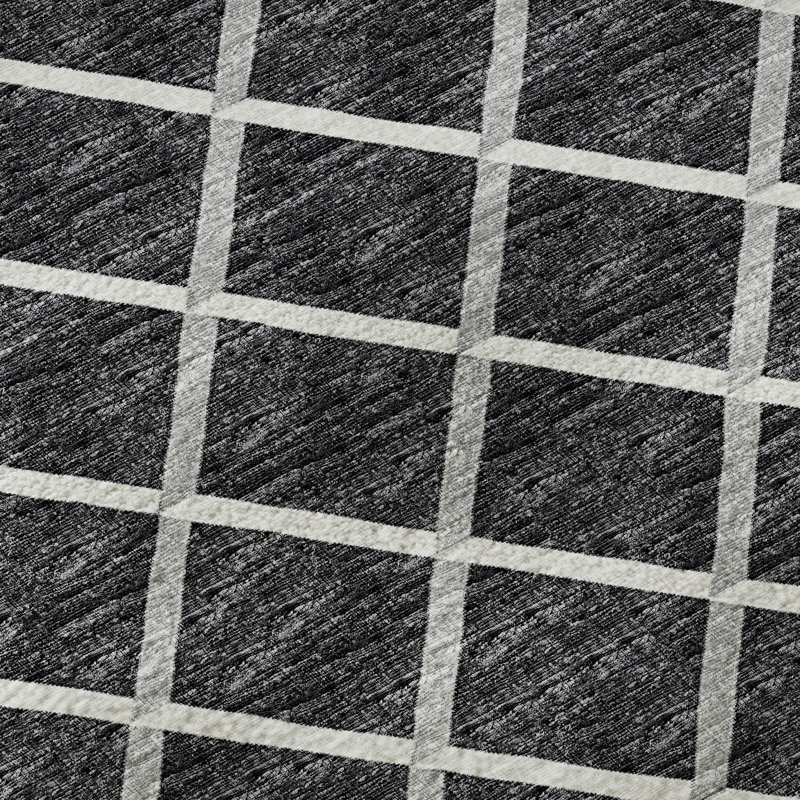 Premium Machine Washable Uran AMF140 Black Rug, Rectangle 5' x 7'6"