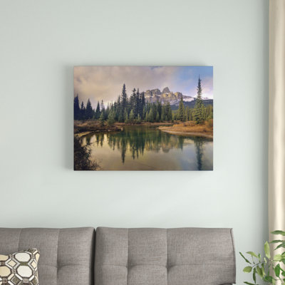 " Castle Mountain And Boreal Forest Reflected In Lake Alberta Canada " by Tim Fitzharris