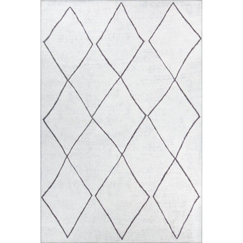 Tapis décoratif blanc Ottilie, Rectangle 7 pi 7 po x 10 pi 10 po