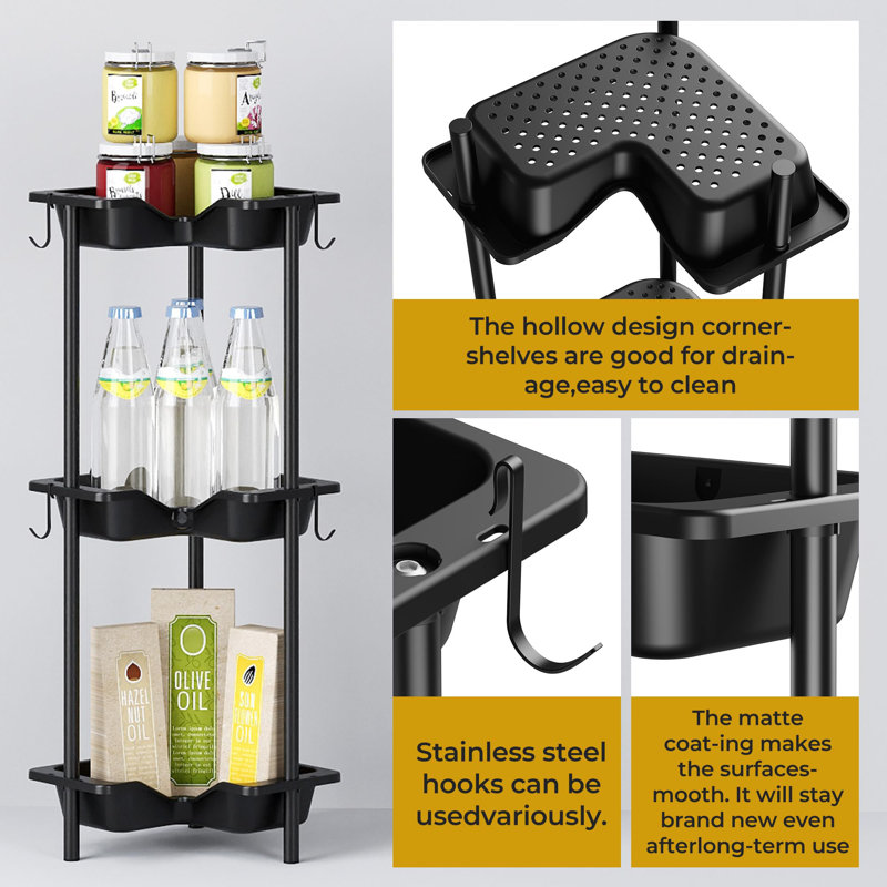 Metal Freestanding Bathroom Shelves, Black