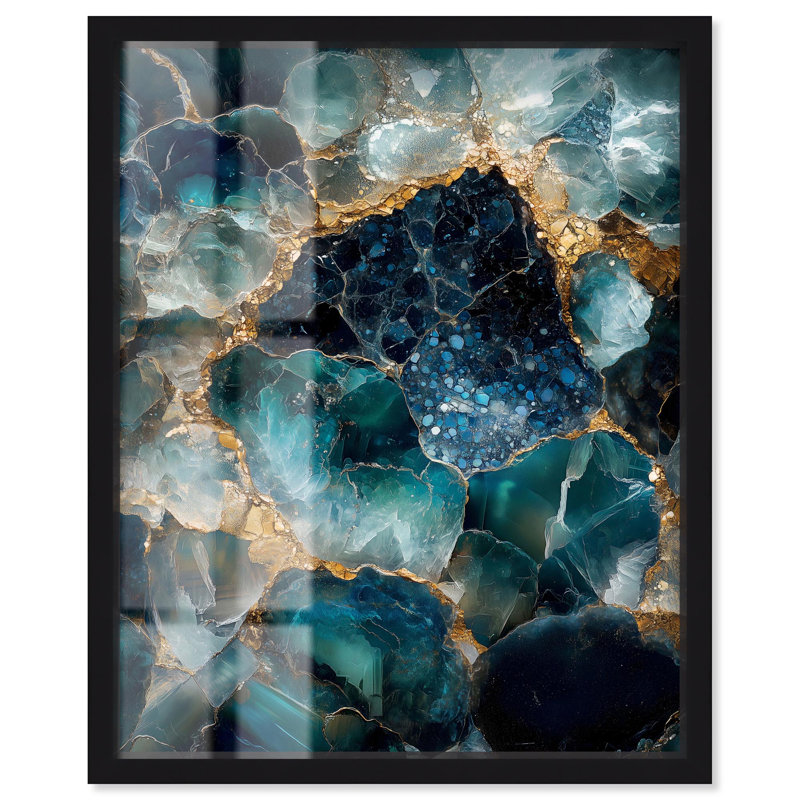 «Lagoon Nightfall Glimmer Shadowbox Print Geode Art Prints» par Art Remedy, Noir, H 21 po x l 17 po