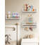 Ensemble de 3 tablettes flottantes blanches de 40 cm (15,8 po) pour chambre d'enfant, étagère murale en pin massif avec traverses avant en moulures de bois-524540987-524540981