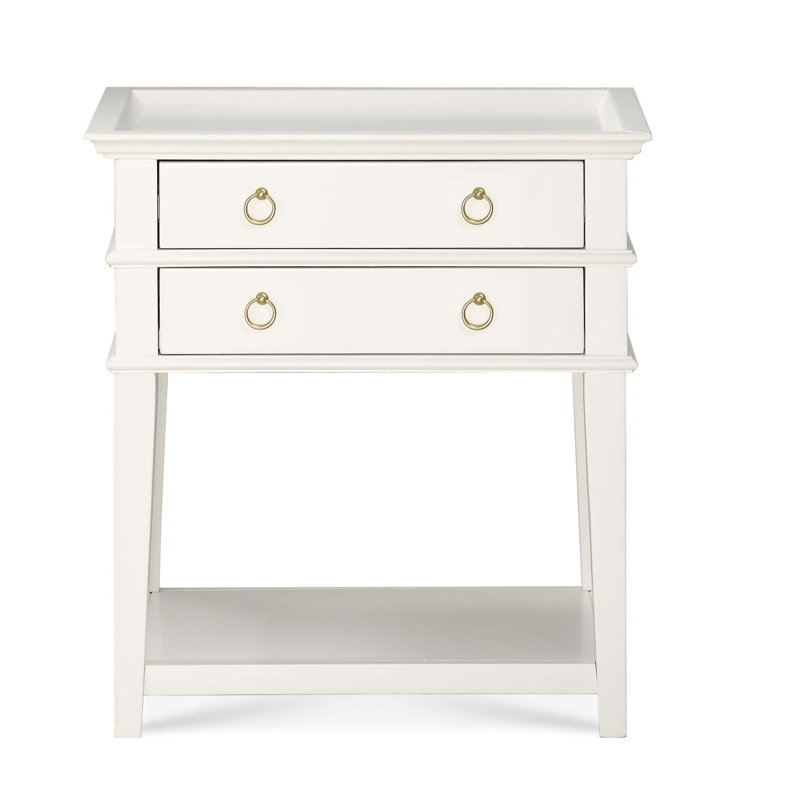 Carmona 2-Drawer Tray Top Nightstand, White