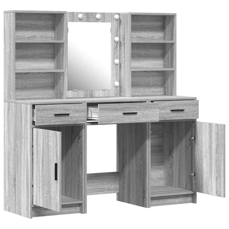 Dressing Table with Mirror, Grey Sonoma
