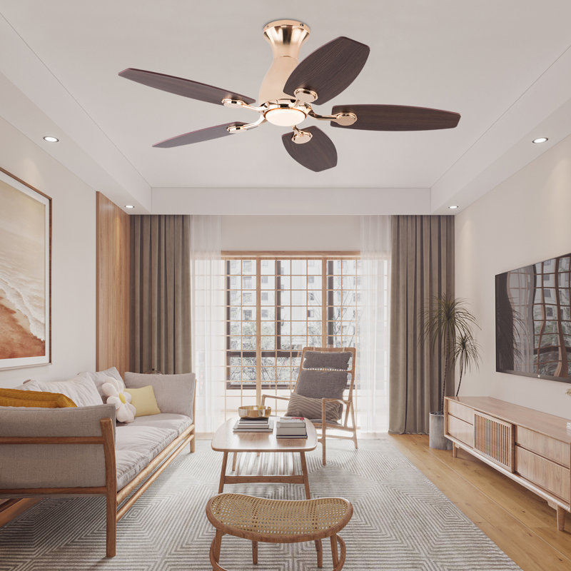 42" Modern Ceiling Fans With LED Lights and Remote Control, Gold