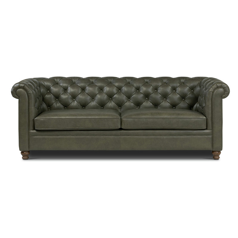 Lyon Full-Grain Genuine Italian Leather Sofa, Olivine Green