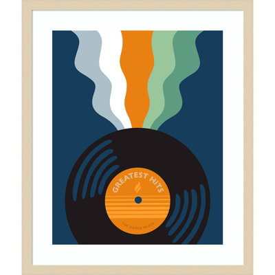 Retro Mixtape And Vinyl III by Laura Marr Wood Framed Wall Art Print