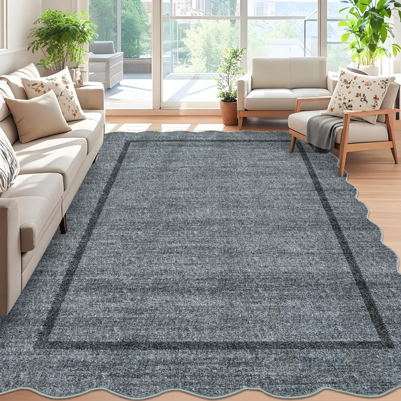 Abstract Machine Printed Area Rug, Rectangle 200 x 290 cm, Gray