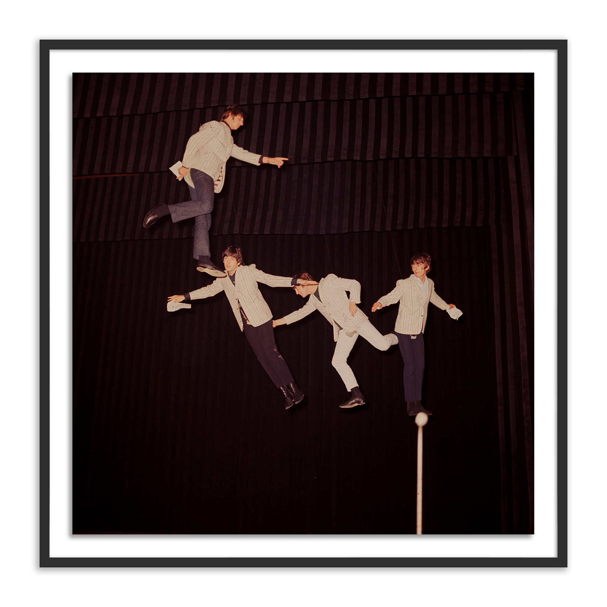 The Beatles Rehearse by Getty Images, Black Maple Framed, 24" H x 24" W