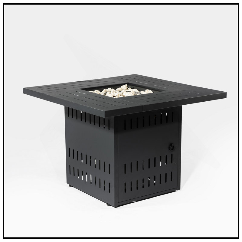Foyer de table 34 po au gaz propane, foyer d'extérieur rectangulaire en acier de 50 000 BTU pour la cour extérieure - noir